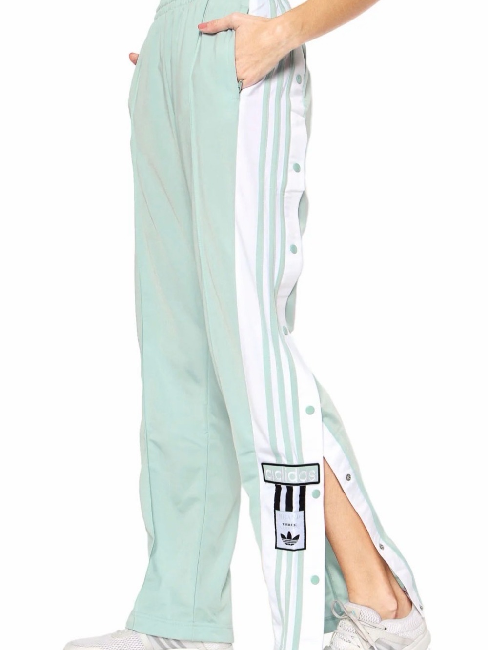 adidas Mint Green & White Snap-Track Pants